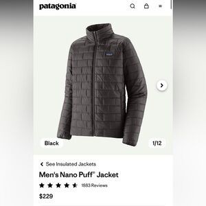 NWT Patagonia Men's Nano Puff Jacket - black